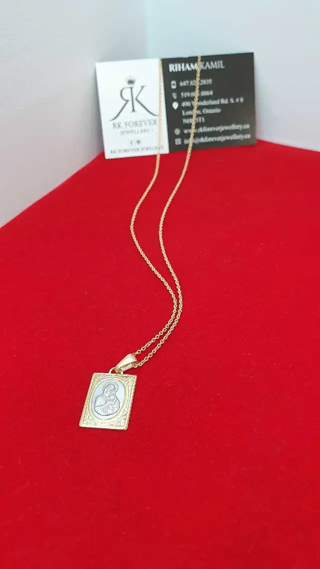 14k yellow gold chain & pendant # 388_14 - Photo 4