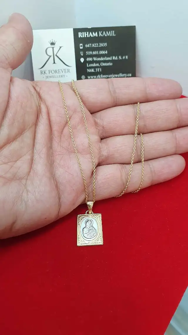 14k yellow gold chain & pendant # 388_14 - Photo 5