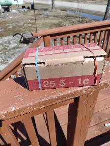 unsearched box Canadian/ American pennies 2,500 pennies
