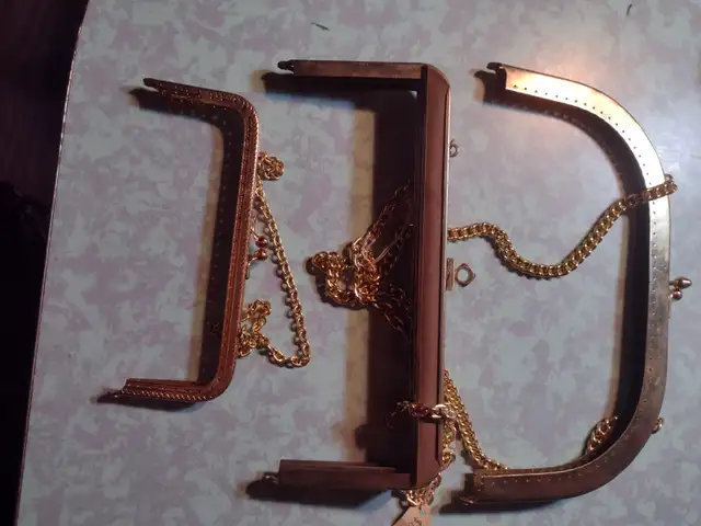 6 metal purse handles with chains new old stock - Photo 2