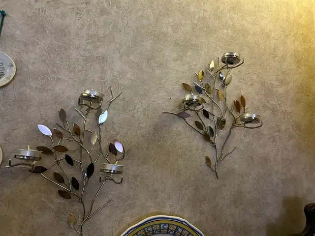 2 Silver Partylite Candle Wall Sconces