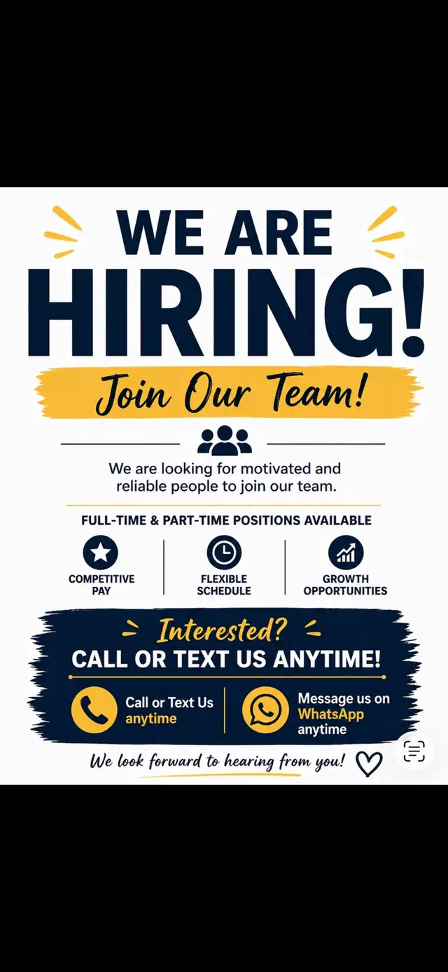 Hiring Now – Full-Time & Part-Time Positions Available