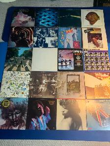 Classic vinyl records. Hendrix, Pink Floyd, Beatles, Stones, Led