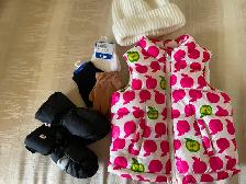 Lovely Girls’ winter  gloves, hat, and cute puffer vest