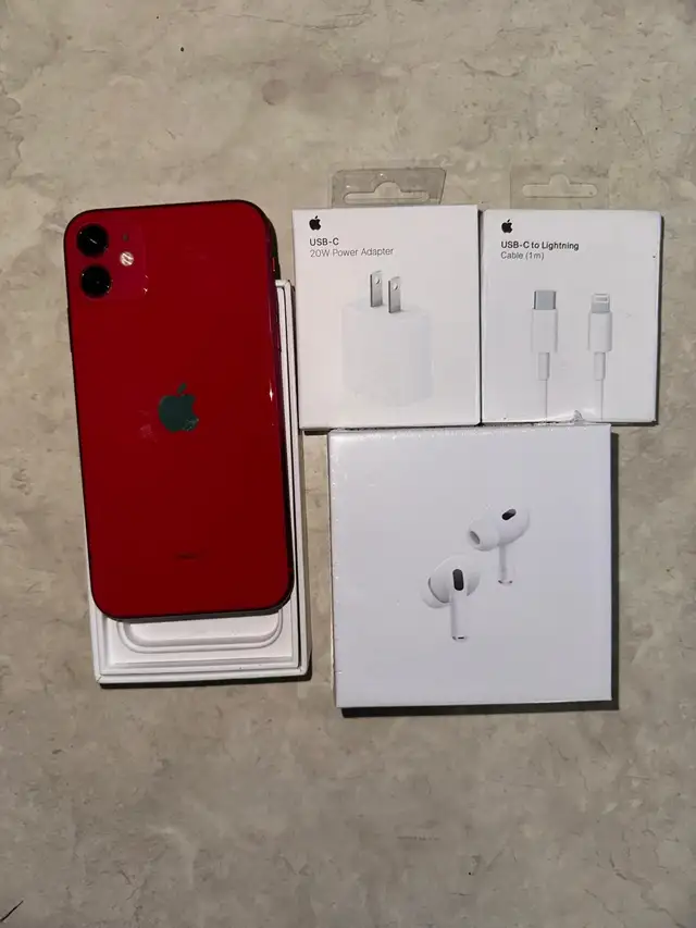 iPhone 11 64GB Red Airpods/Charger Set/Delivery