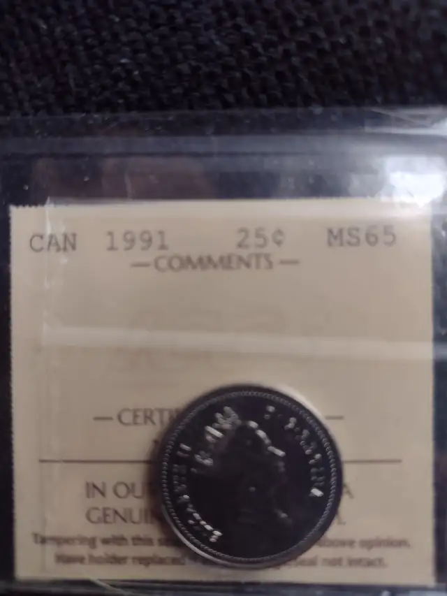 Rare VHTF Iccs MS65 Canadian 1991 quarter low mintage 459,000 - Photo 5