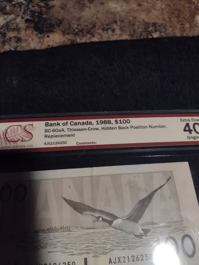 Graded BCS EF40 Canadian x-series 1988 replacement 100.00 bill - Photo 3