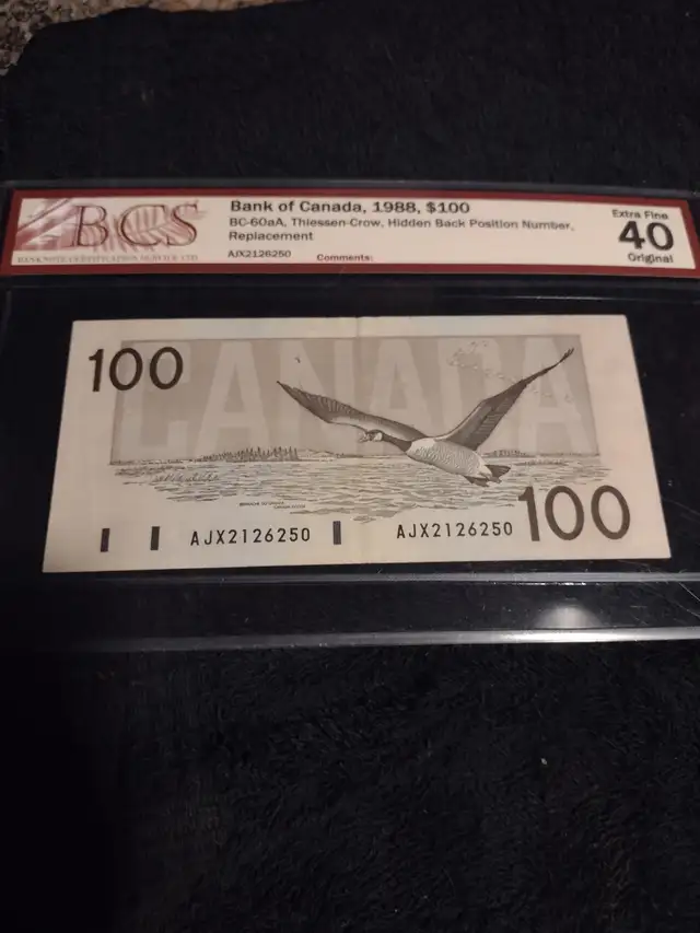 Graded BCS EF40 Canadian x-series 1988 replacement 100.00 bill - Photo 4
