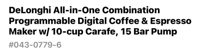 Free delivery used like new DeLonghi All-in-One Combination - Photo 8