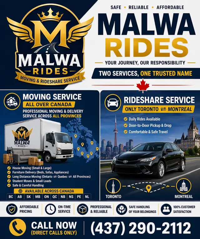 Toronto to Montreal Rideshare | Daily Trips / Carpooling/