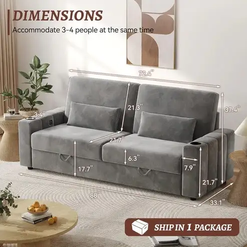 Brand New 72.5" or 87" Velvet Sofa Couch Special Selling at $423 - Photo 9