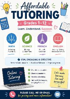 Affordable Math, Science, French & English Tutor: Grades 1-12