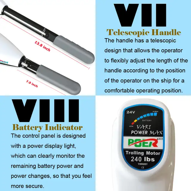 240lbs Thrust Electric Outboard Trolling Motor 028197 - Photo 9