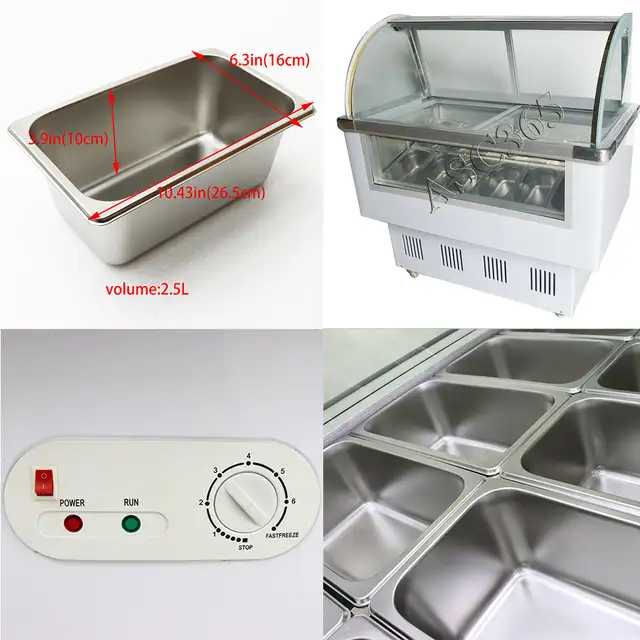 12 Pan Hard Ice Cream Refrigerator Gelato Showcase Cabinet210041 - Photo 5