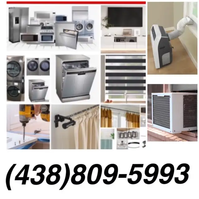 installation de rideaux,étagère,mirroir,télévision,meuble