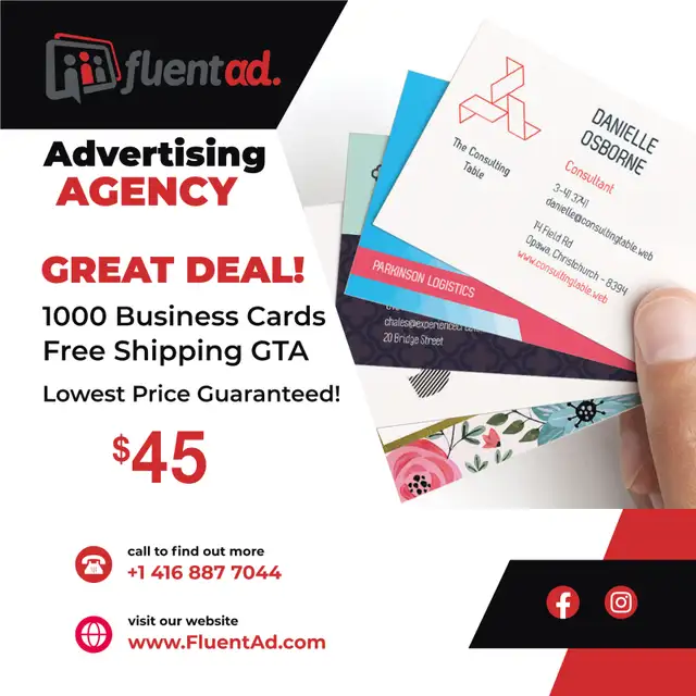 1000 Business Cards for $45 Including Free Shipping In 4-6 Days!