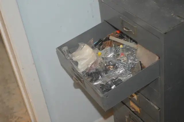 Metal 9 Drawer Parts Cabinet Loaded with all Sorts of Parts! - Photo 2