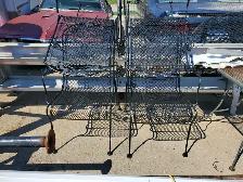 ROD IRON FOUR CHAIRS AND TABLE 1970'S $400.00