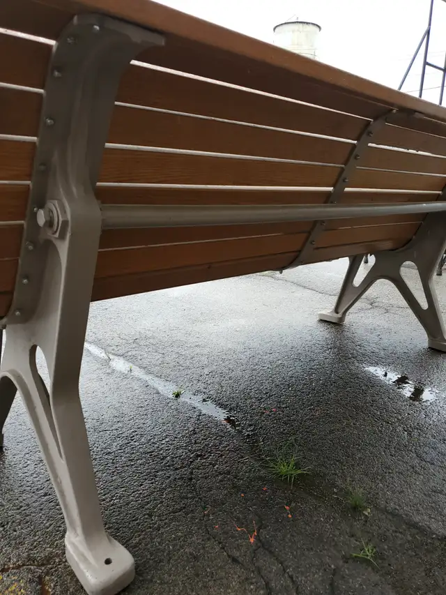 (20) HEAVY DUTY MALL BENCHES CAST ALUMINUM/OAK 1970'S - Photo 8