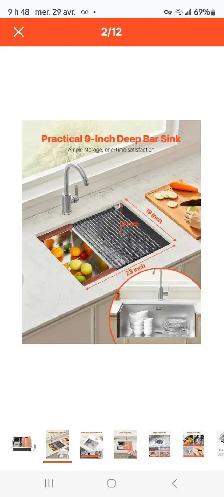 Evier encastrable 23 Pouces