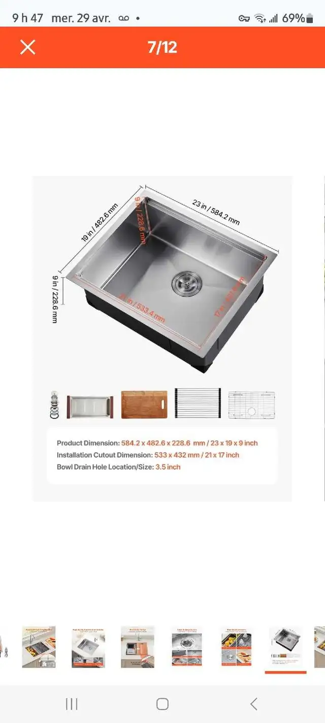 Evier encastrable 23 Pouces - Photo 5