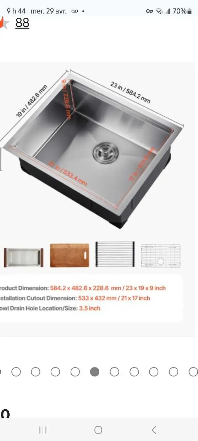 Evier encastrable 23 Pouces - Photo 7