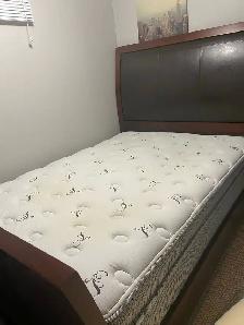 Queen size sleigh bed with mattress