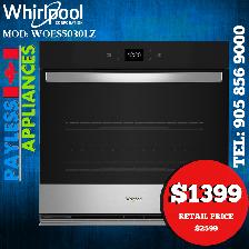 Whirlpool WOES5030LZ 30' Single Wall Oven With Air Fry & 5.0 Cu.