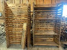 wooden shelves