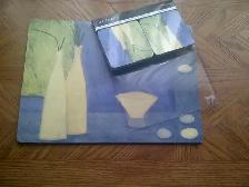 SET NEUF EN LIÈGE NAPPERONS 12'x16' 6 SOUS-VERRES 4'x4': $20.00