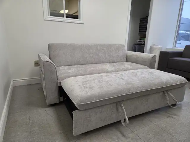 Grey Fabric Sofa Bed with Storage in Arms for only $699. - Photo 4