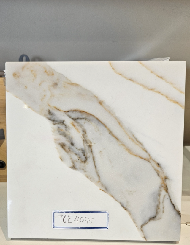 White Kitchen Countertop - Mix Golden & Grey Color Veins - Photo 5