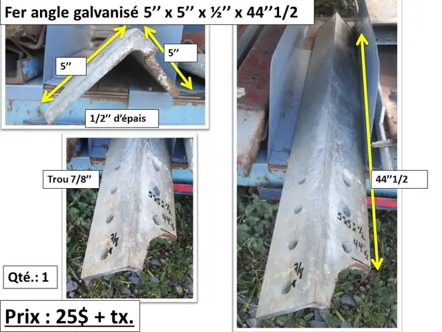 fer angle 5/16'' et 3/8'' d'épais dimensions et prix sur photos - Photo 10