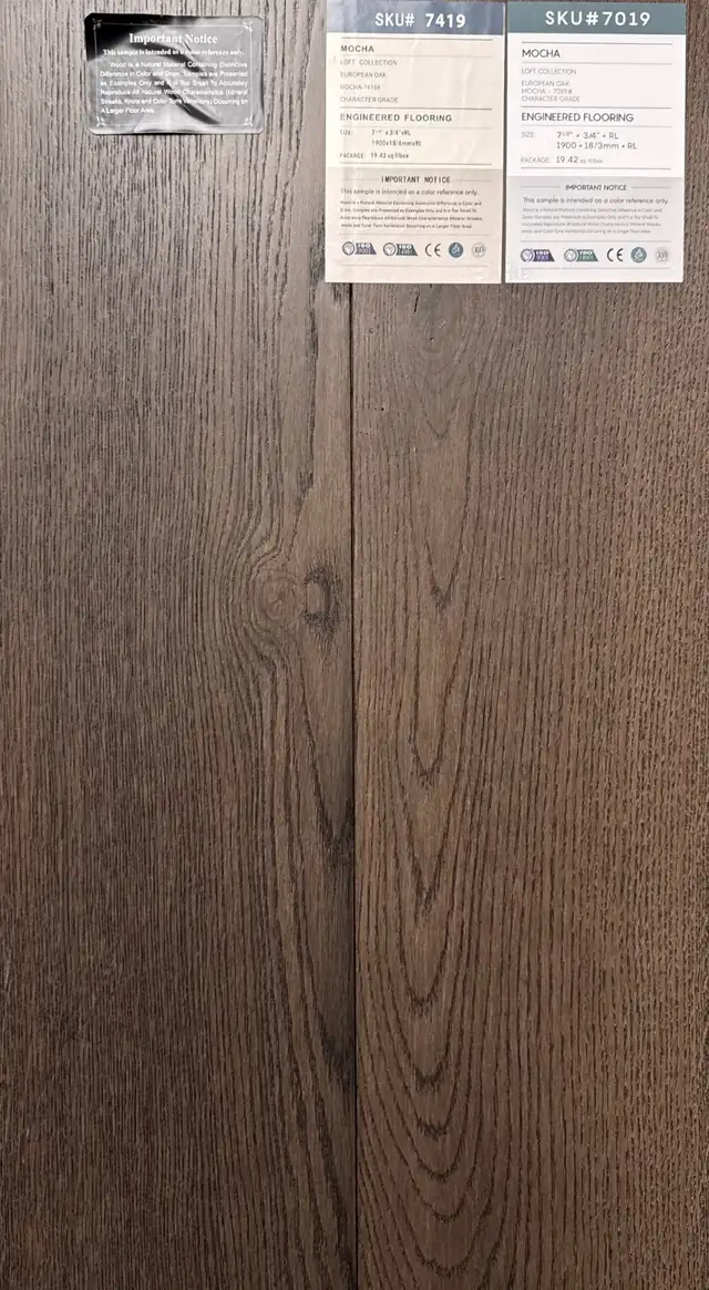 Sale $4.39/sqft European Oak Engineered Flooring 7.5' | Mocha