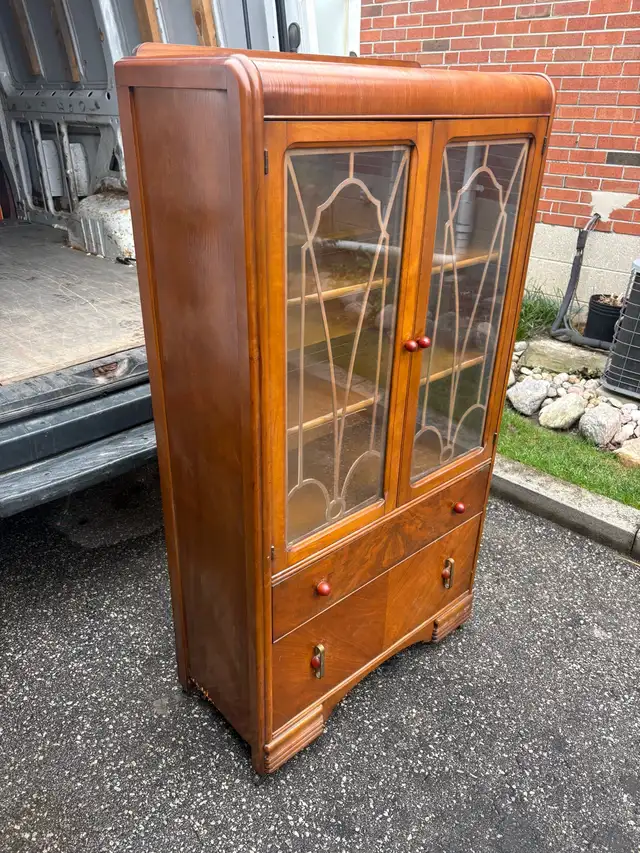 Free delivery antique Vintage Wooden Display Cabinet - Photo 3