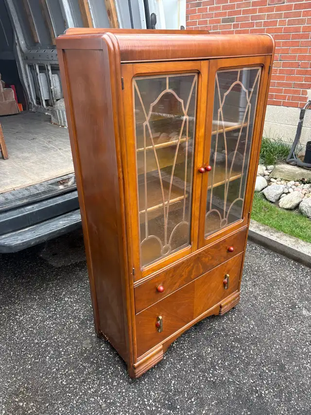 Free delivery antique Vintage Wooden Display Cabinet - Photo 4