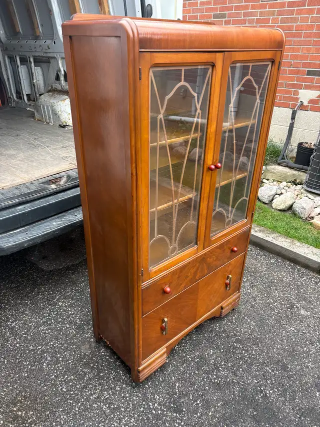 Free delivery antique Vintage Wooden Display Cabinet - Photo 6