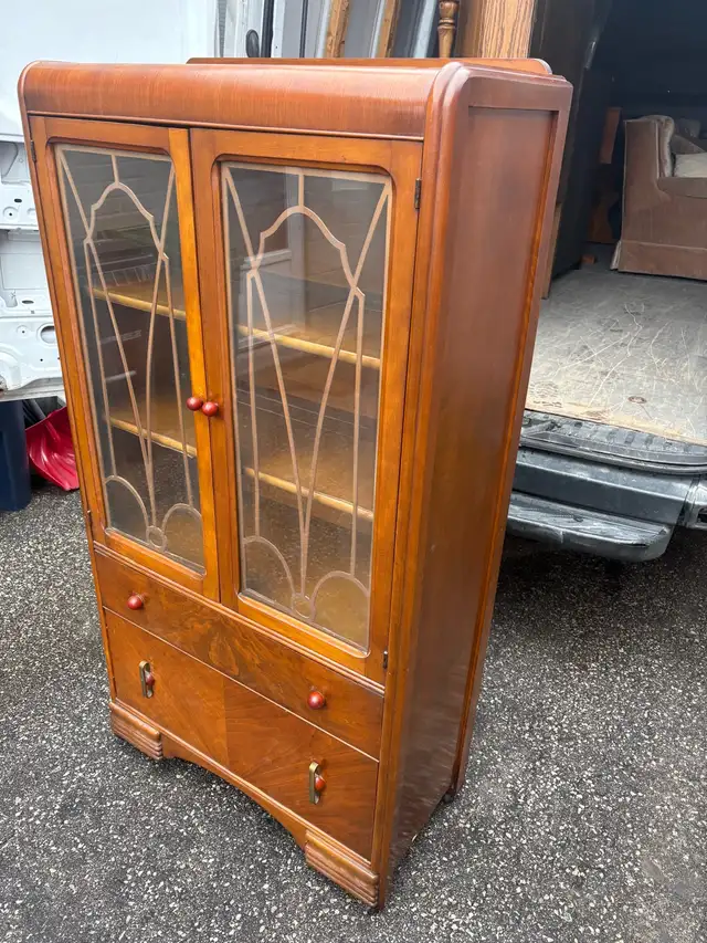 Free delivery antique Vintage Wooden Display Cabinet - Photo 7
