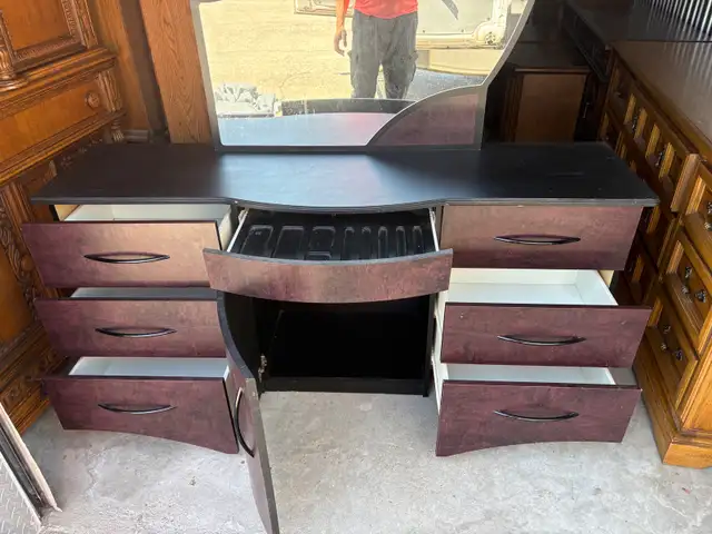 Free delivery used Curved Dresser with Mirror - Photo 7