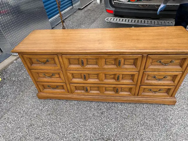 Free delivery used Solid Wood Dresser with 9 Drawers - Photo 3