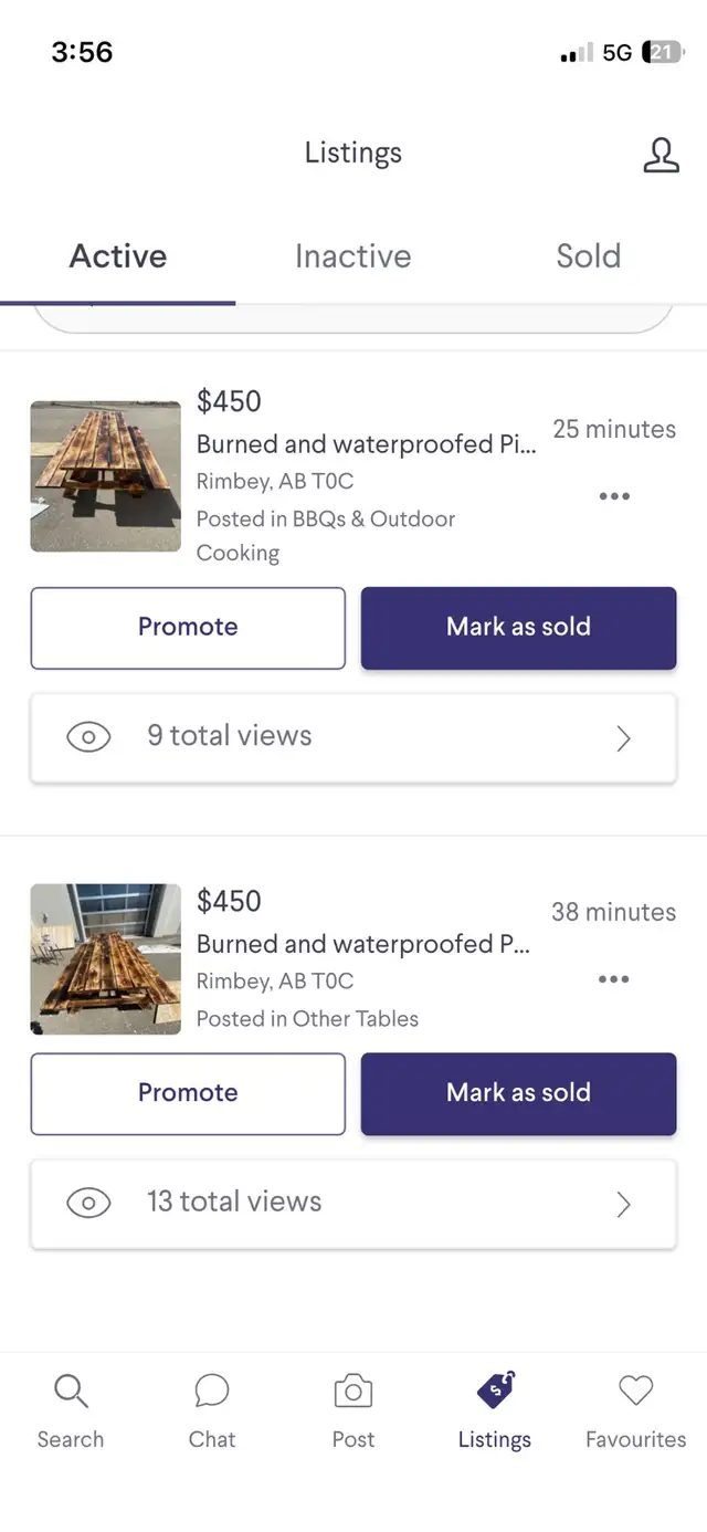 Burned and waterproofed Picnic Table