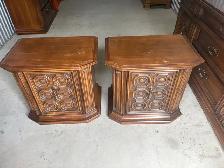 Free delivery used Vintage Wood Side Tables - Set of 2
