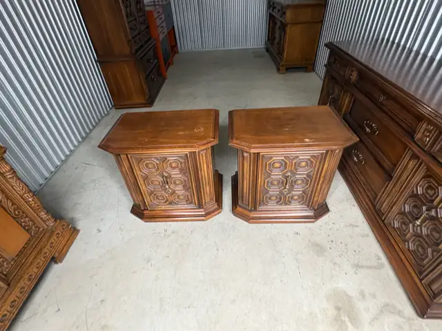 Free delivery used Vintage Wood Side Tables - Set of 2 - Photo 2