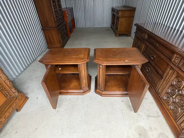 Free delivery used Vintage Wood Side Tables - Set of 2 - Photo 3