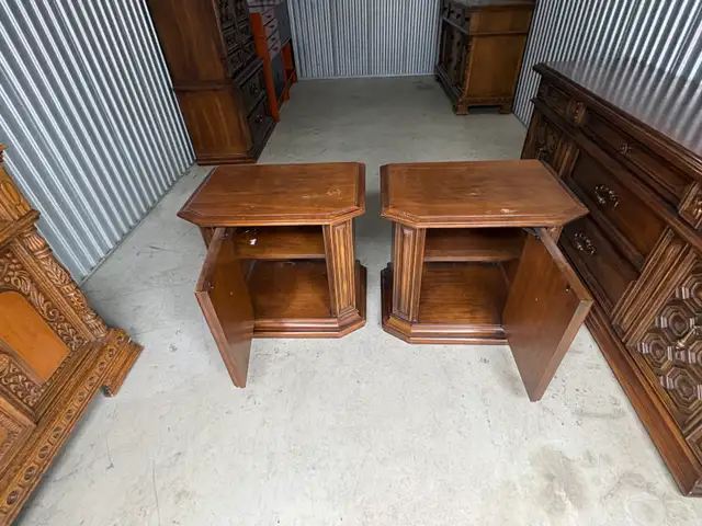 Free delivery used Vintage Wood Side Tables - Set of 2 - Photo 4