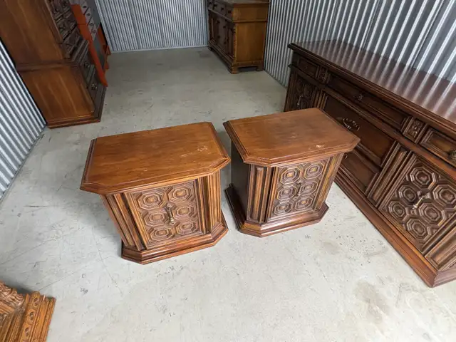 Free delivery used Vintage Wood Side Tables - Set of 2 - Photo 5
