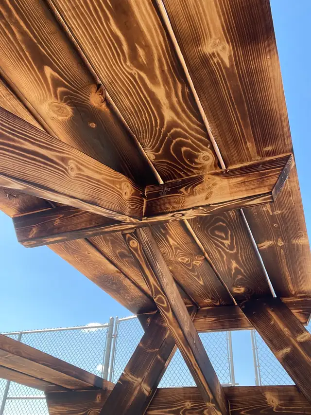 Purned and waterproofed Picnic table