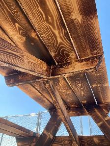 Purned and waterproofed Picnic table