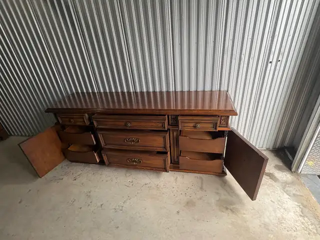 Free delivery used Vintage Wood Dresser with Ornate Carvings - Photo 4