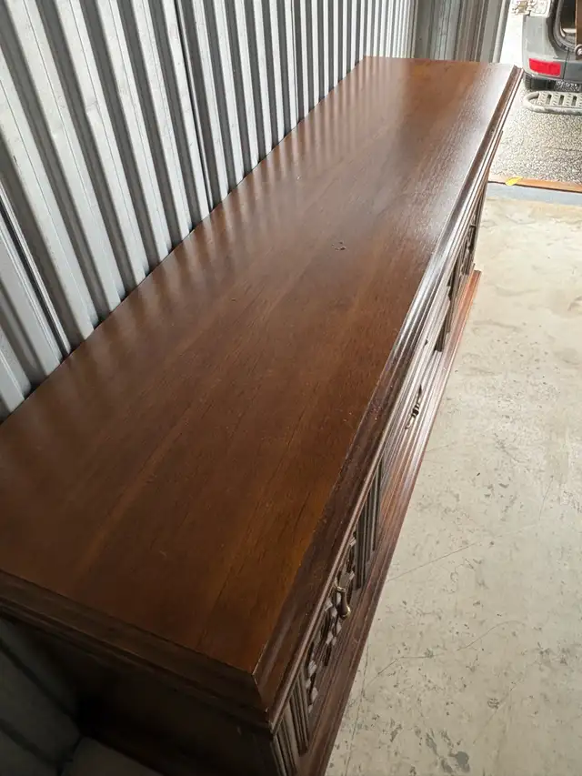 Free delivery used Vintage Wood Dresser with Ornate Carvings - Photo 8